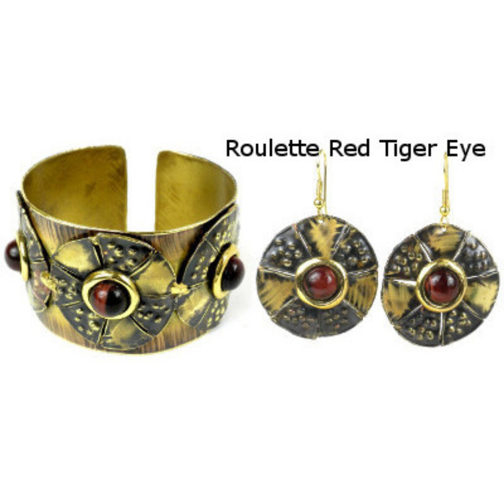 Roulette Red Tiger Eye Brass